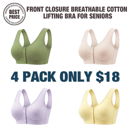 🔥Last Day💥Front Closure Breathable Cotton Lifting Bra for Seniors
