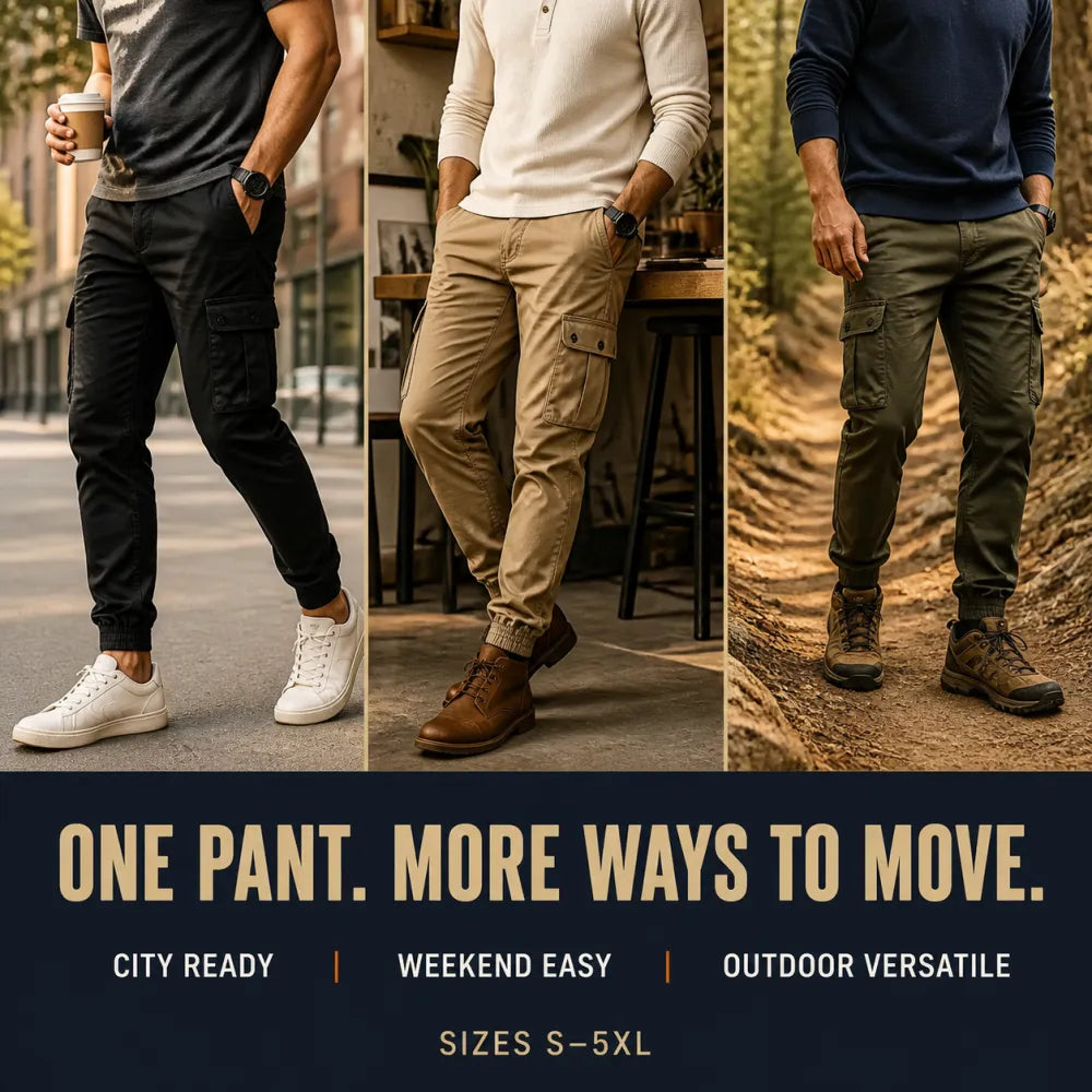 🔥 8-Pack $25 / 16-Pack $32 – Men's Multi-Pocket Cargo Jogger Pants