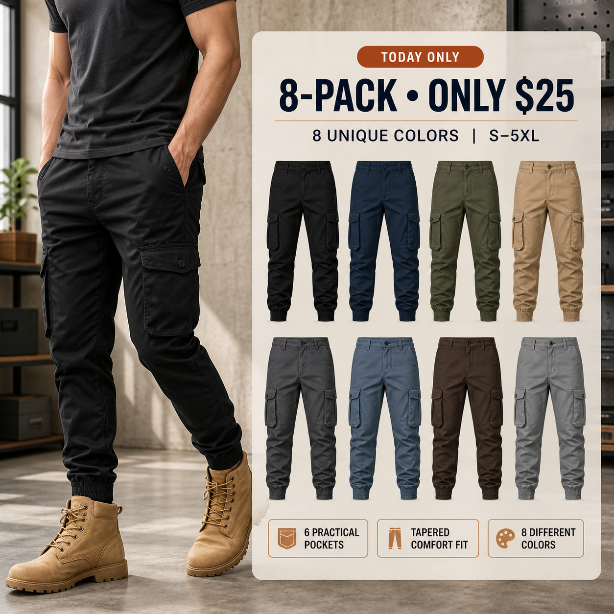 Men's Multi-Pocket Cargo Joggers