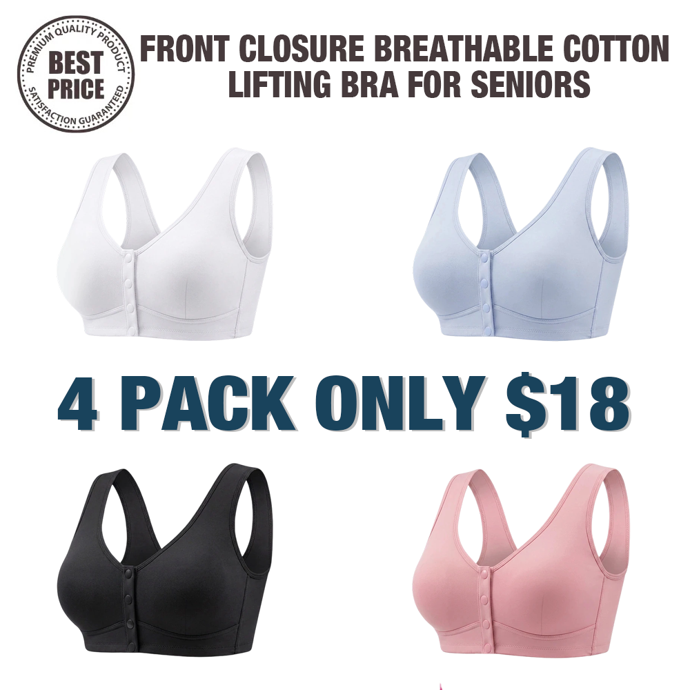 🔥Last Day💥Front Closure Breathable Cotton Lifting Bra for Seniors