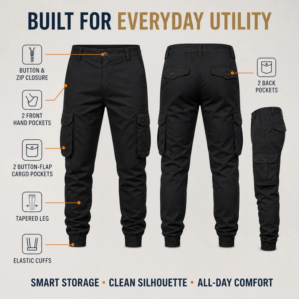 🔥 8-Pack $25 / 16-Pack $32 – Men's Multi-Pocket Cargo Jogger Pants