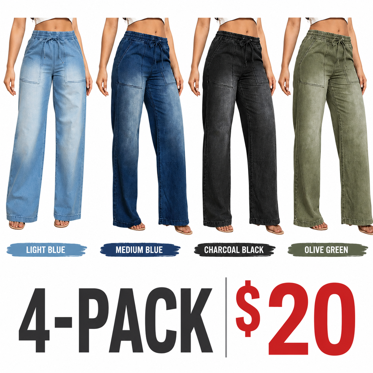 Women's Casual Straight Leg Denim Pants