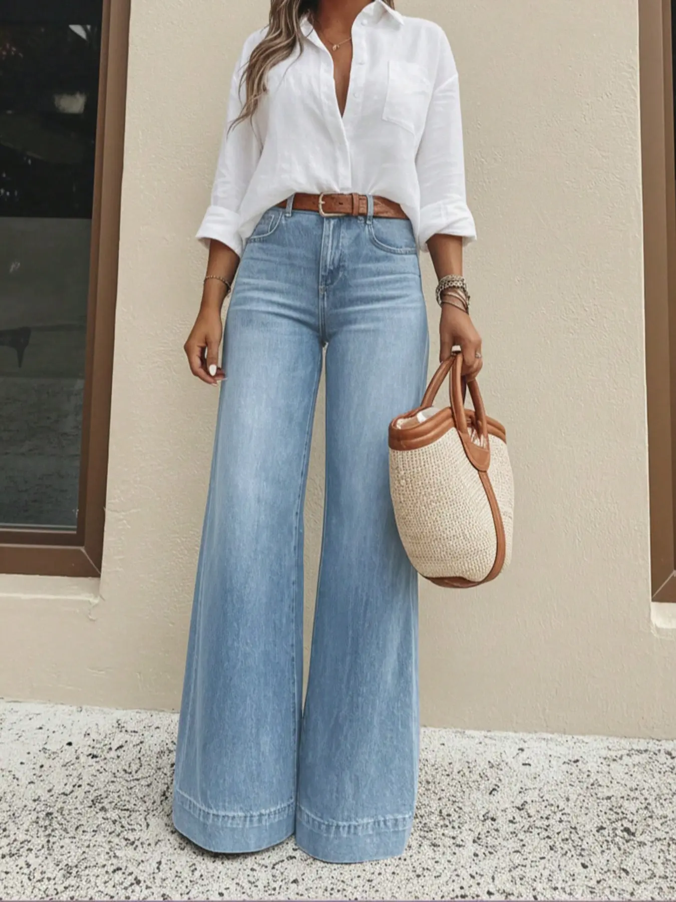 ❤️Women's Loose Fit Baggy Oversized Straight Leg Denim Jeans with Pockets