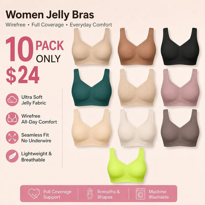 Women Jelly Bras Wirefree Full Coverage No Underwire
