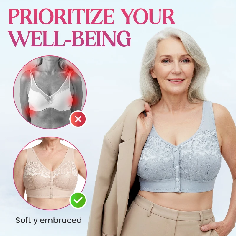 🔥Last Day💥Front Closure Breathable Cotton Lifting Bra for Seniors