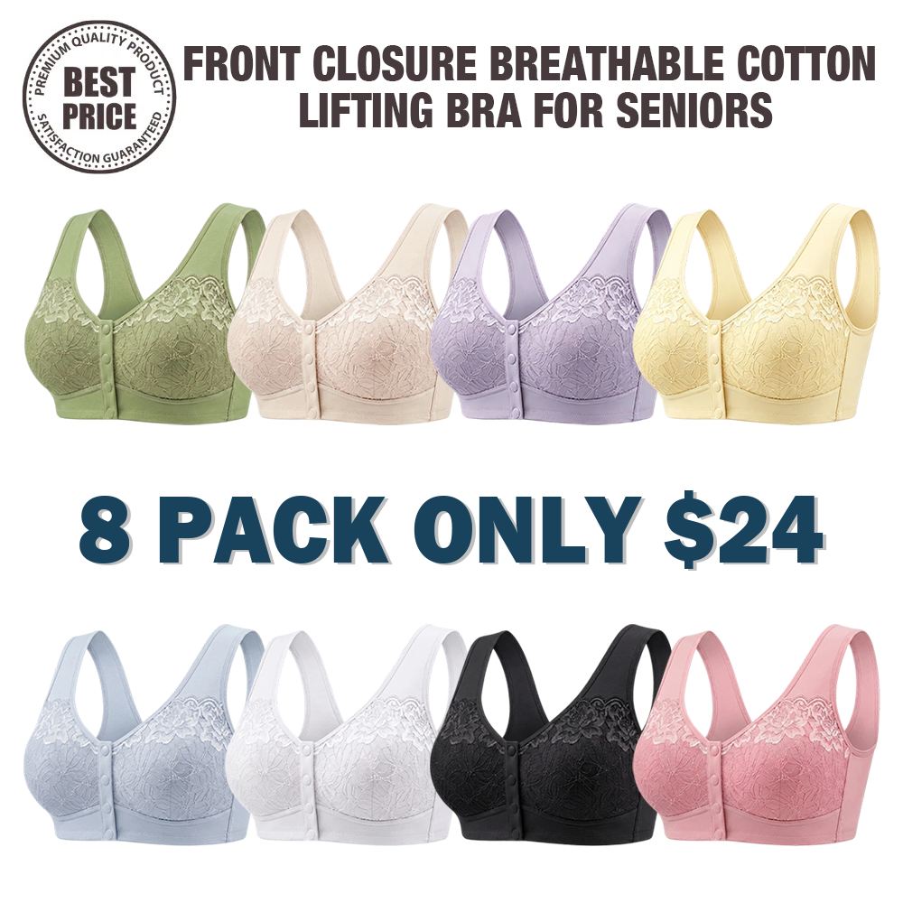 🔥Last Day💥Front Closure Breathable Cotton Lifting Bra for Seniors