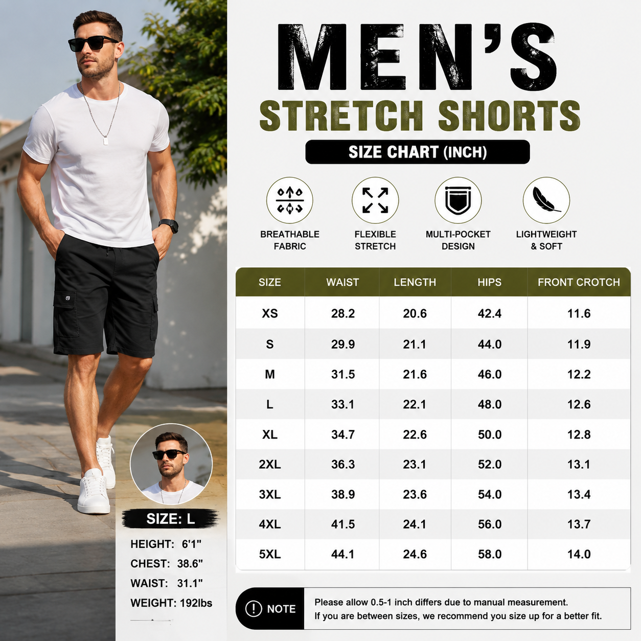 【LAST DAY SALE】 Men's Pockets Drawstring Cargo Shorts.