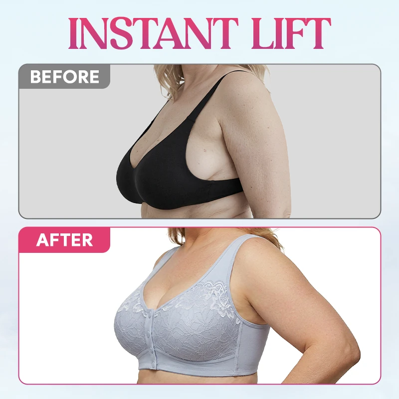 🔥Last Day💥Front Closure Breathable Cotton Lifting Bra for Seniors