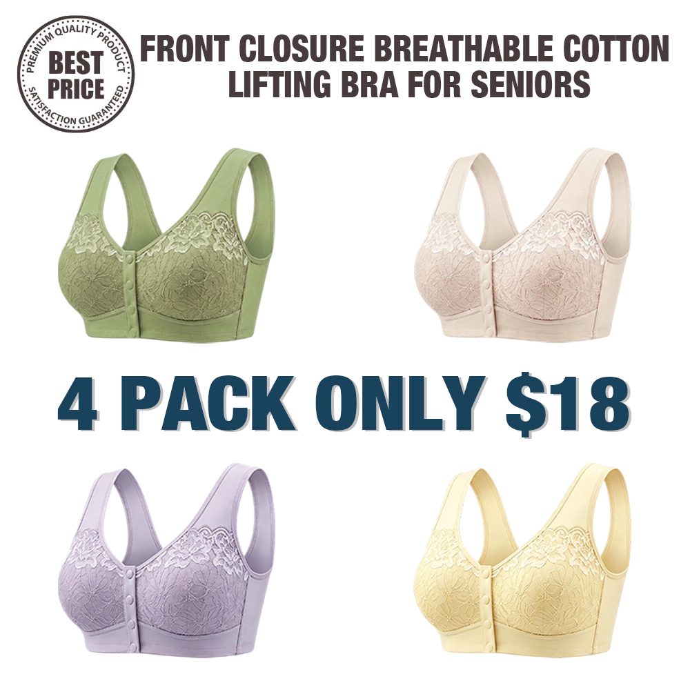 🔥Last Day💥Front Closure Breathable Cotton Lifting Bra for Seniors